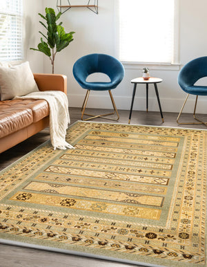 Light Green 10' 6 x 16' 5 Fars Rectangle Area Rug 100% Polypropylene Unique Traditional Carpet for Classical Living, Dining Room & Office Spaces for Sale at Rug Engine