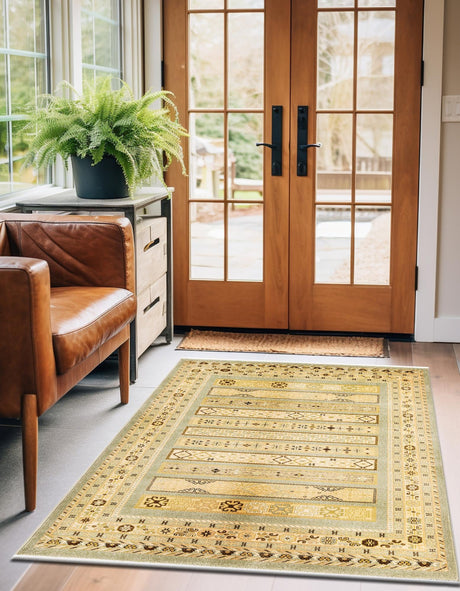 Light Green 9' x 12' 2 Fars Rectangle Area Rug 100% Polypropylene Unique Traditional Carpet for Classical Living, Dining Room & Office Spaces for Sale at Rug Engine
