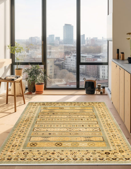 Light Green 9' x 12' 2 Fars Rectangle Area Rug 100% Polypropylene Unique Traditional Carpet for Classical Living, Dining Room & Office Spaces for Sale at Rug Engine