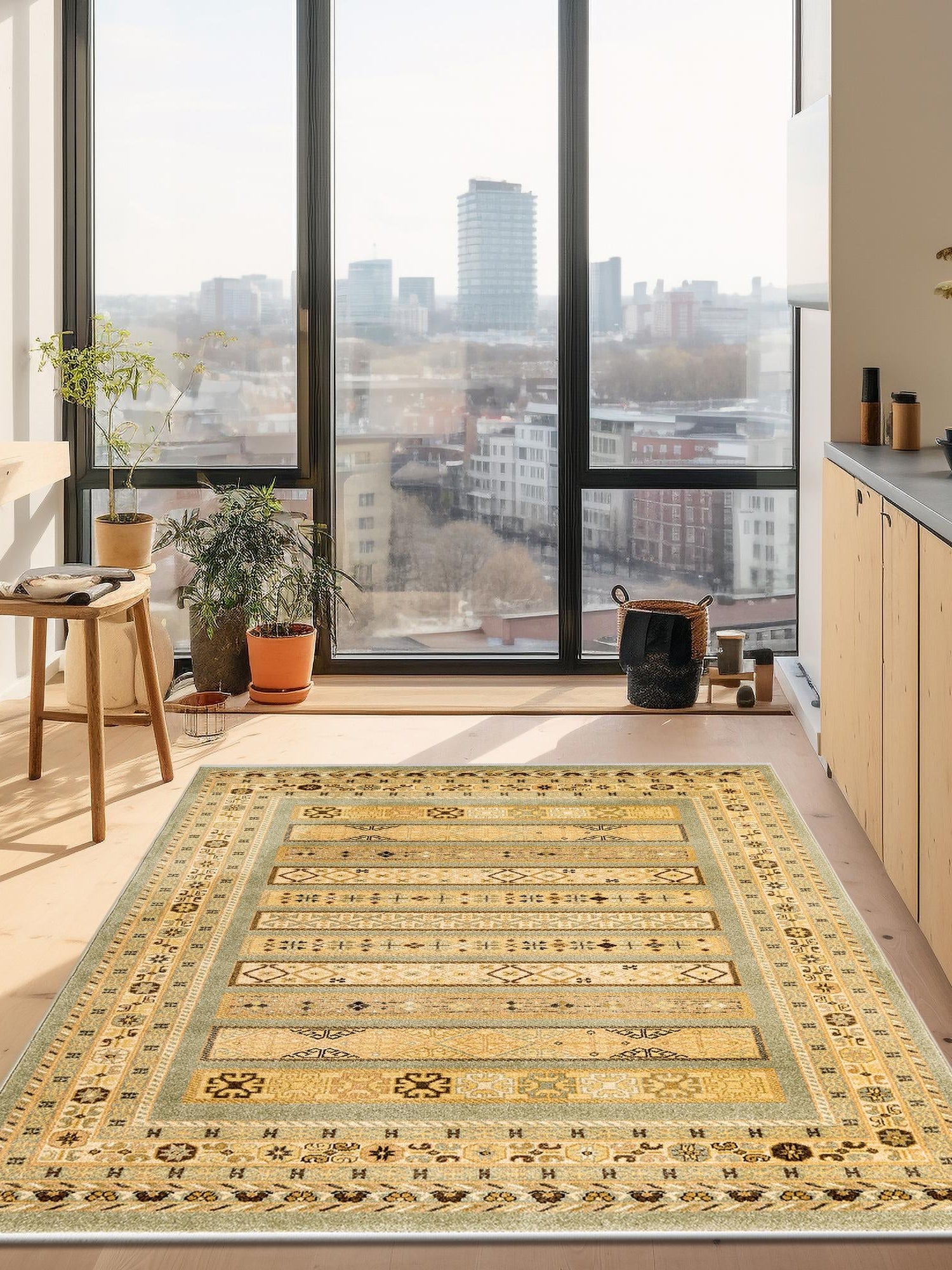 Light Green 10' 6 x 16' 5 Fars Rectangle Area Rug 100% Polypropylene Unique Traditional Carpet for Classical Living, Dining Room & Office Spaces for Sale at Rug Engine