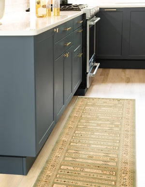 Light Green 2' 7 x 10' Fars Runner Area Rug 100% Polypropylene Unique Traditional Carpet for Classical Living, Dining Room & Office Spaces for Sale at Rug Engine