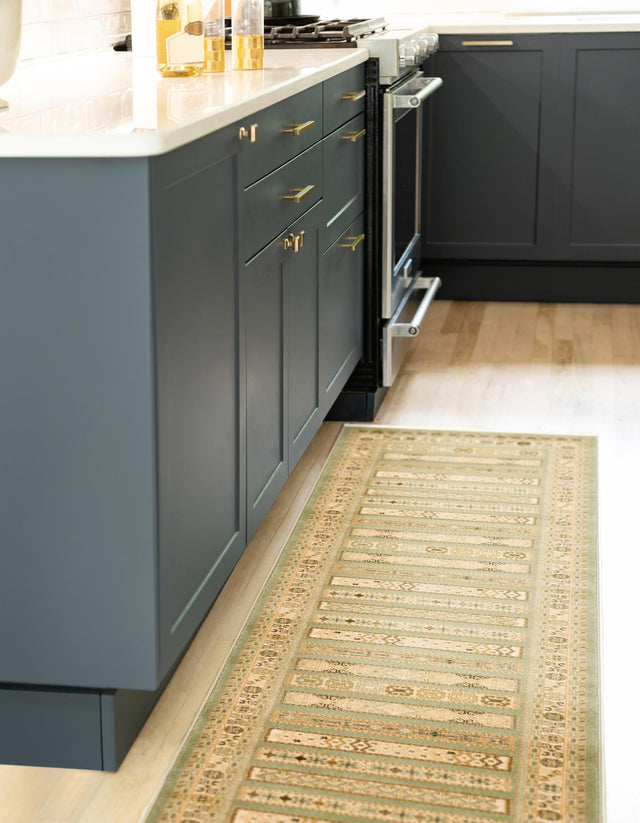 Light Green 2' 7 x 10' Fars Runner Area Rug 100% Polypropylene Unique Traditional Carpet for Classical Living, Dining Room & Office Spaces for Sale at Rug Engine