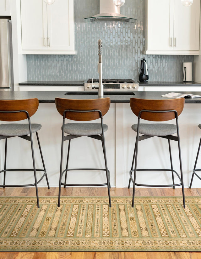 Light Green 2' 7 x 10' Fars Runner Area Rug 100% Polypropylene Unique Traditional Carpet for Classical Living, Dining Room & Office Spaces for Sale at Rug Engine