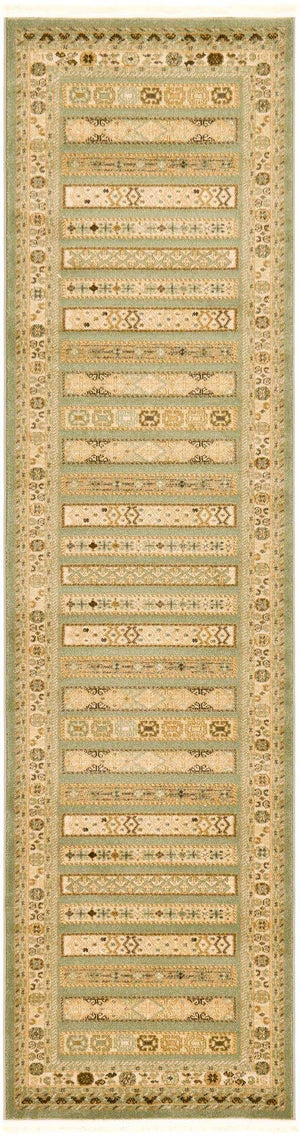 Light Green 2' 7 x 10' Fars Runner Area Rug 100% Polypropylene Unique Traditional Carpet for Classical Living, Dining Room & Office Spaces for Sale at Rug Engine