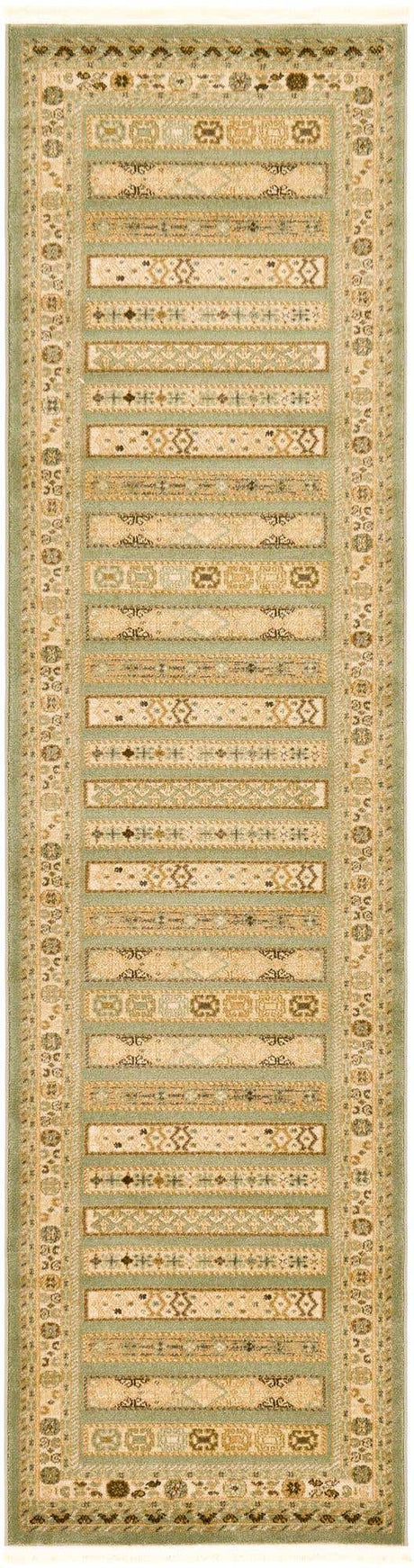 Light Green 2' 7 x 10' Fars Runner Area Rug 100% Polypropylene Unique Traditional Carpet for Classical Living, Dining Room & Office Spaces for Sale at Rug Engine