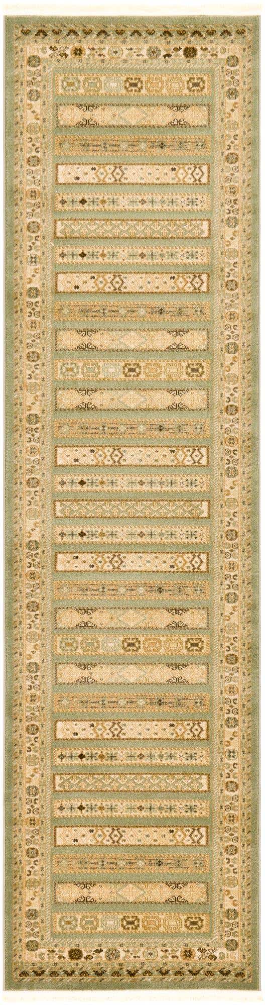 Light Green 2' 7 x 10' Fars Runner Area Rug 100% Polypropylene Unique Traditional Carpet for Classical Living, Dining Room & Office Spaces for Sale at Rug Engine