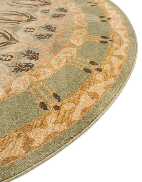 Light Green 6' 1 x 6' 1 Edinburgh Round Area Rug 100% Polypropylene Easy Clean With Cotton Backing Traditional Classic Design Carpet for Living, Dining Room, Office for Sale at Rug Engine