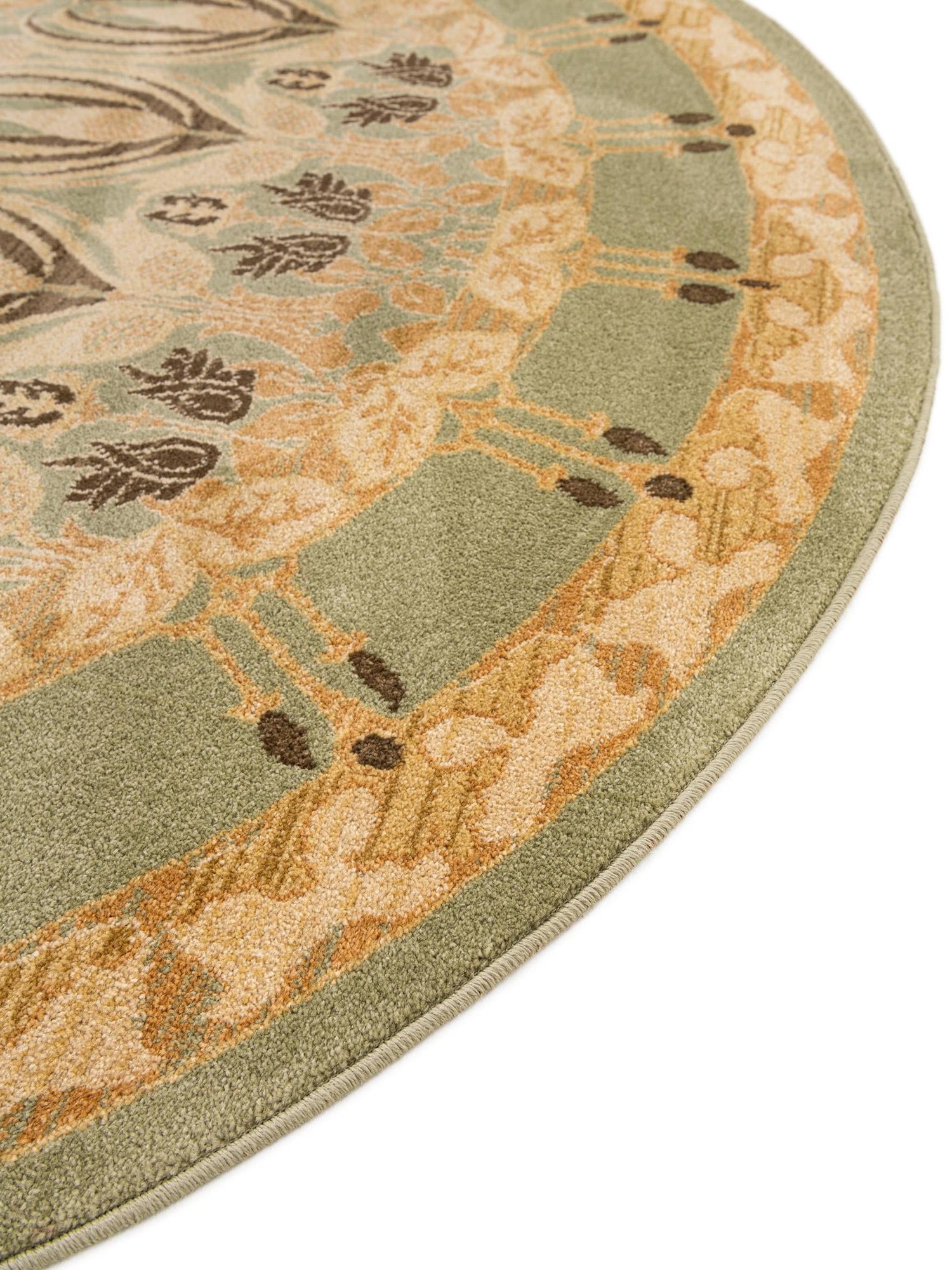 Light Green 8' x 8' Edinburgh Round Area Rug 100% Polypropylene Easy Clean With Cotton Backing Traditional Classic Design Carpet for Living, Dining Room, Office for Sale at Rug Engine