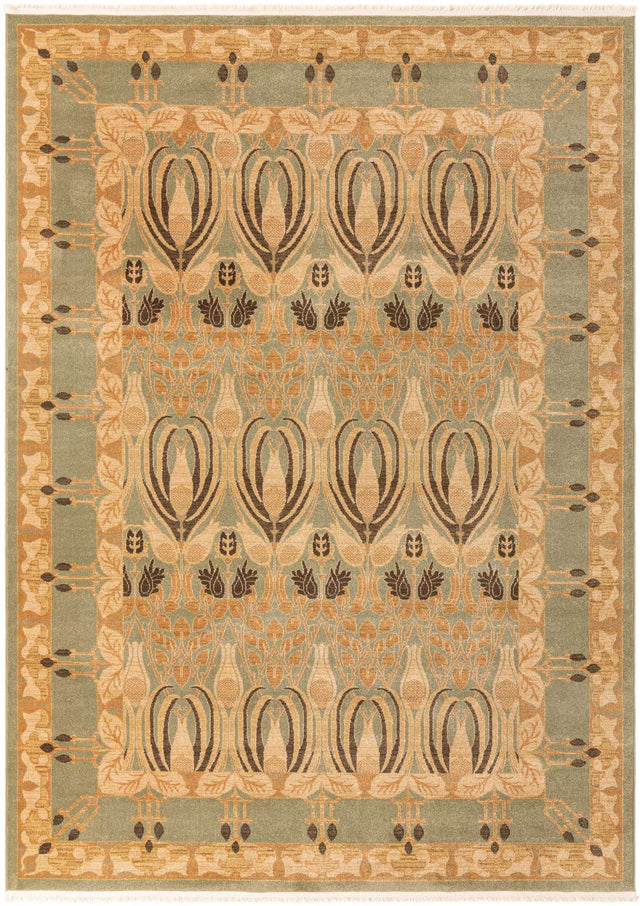 Light Green 8' x 11' Edinburgh Rectangle Area Rug 100% Polypropylene Easy Clean With Cotton Backing Traditional Classic Design Carpet for Living, Dining Room, Office for Sale at Rug Engine