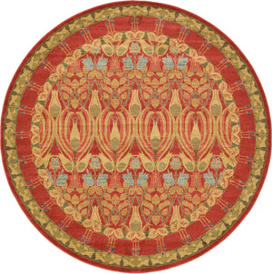 Red 8' x 8' Edinburgh Round Area Rug 100% Polypropylene Easy Clean With Cotton Backing Traditional Classic Design Carpet for Living, Dining Room, Office for Sale at Rug Engine