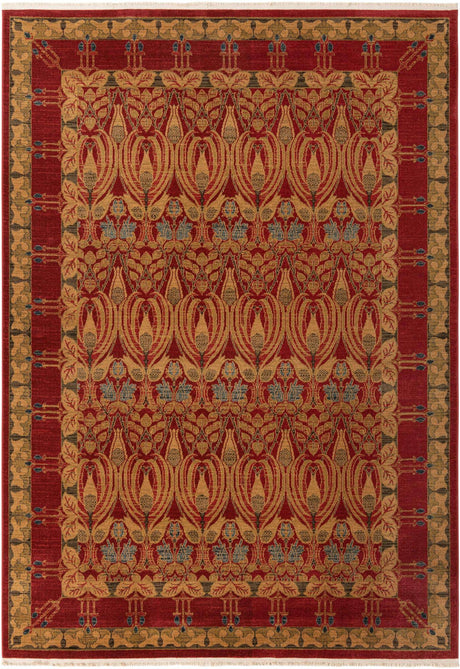 Red 7' 1 x 10' Edinburgh Rectangle Area Rug 100% Polypropylene Easy Clean With Cotton Backing Traditional Classic Design Carpet for Living, Dining Room, Office for Sale at Rug Engine