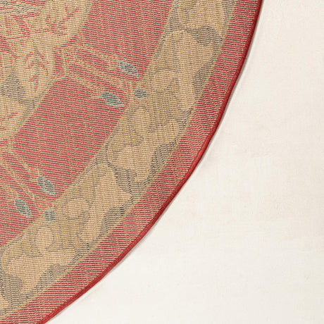 Red 8' x 8' Edinburgh Round Area Rug 100% Polypropylene Easy Clean With Cotton Backing Traditional Classic Design Carpet for Living, Dining Room, Office for Sale at Rug Engine