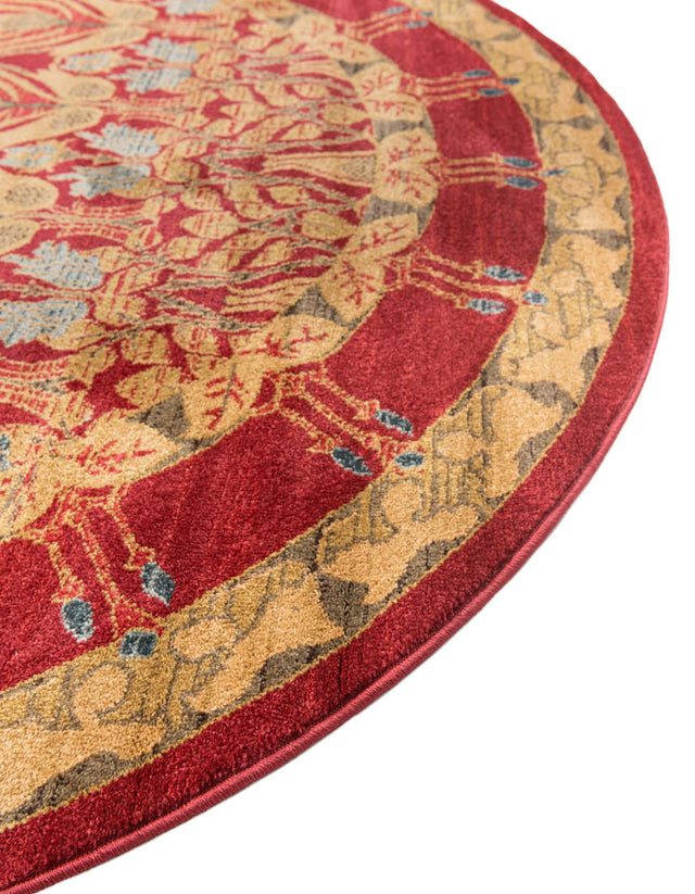 Red 8' x 8' Edinburgh Round Area Rug 100% Polypropylene Easy Clean With Cotton Backing Traditional Classic Design Carpet for Living, Dining Room, Office for Sale at Rug Engine
