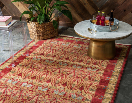 Red 7' 1 x 10' Edinburgh Rectangle Area Rug 100% Polypropylene Easy Clean With Cotton Backing Traditional Classic Design Carpet for Living, Dining Room, Office for Sale at Rug Engine