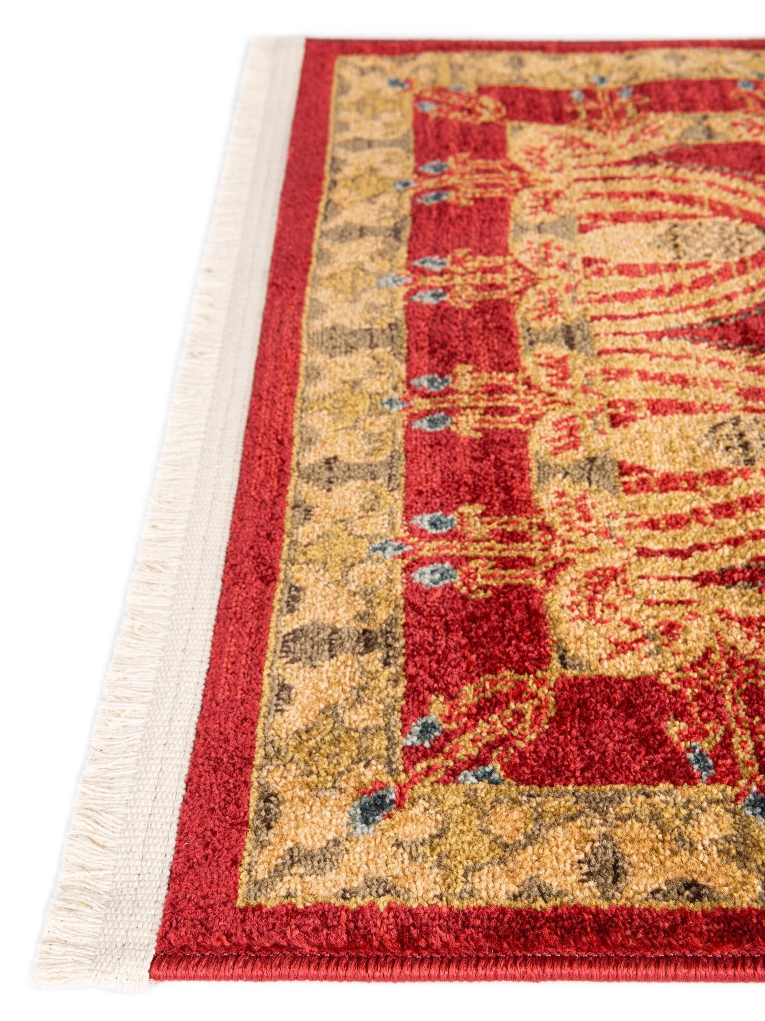 Red 7' 1 x 10' Edinburgh Rectangle Area Rug 100% Polypropylene Easy Clean With Cotton Backing Traditional Classic Design Carpet for Living, Dining Room, Office for Sale at Rug Engine