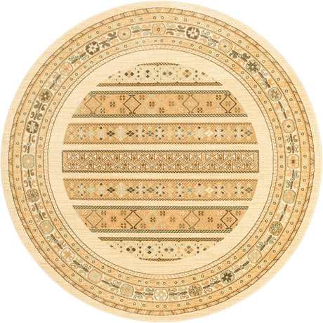 Ivory 6' 1 x 6' 1 Fars Round Area Rug 100% Polypropylene Unique Traditional Carpet for Classical Living, Dining Room & Office Spaces for Sale at Rug Engine