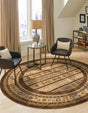 Brown 8' x 8' Fars Round Area Rug 100% Polypropylene Unique Traditional Carpet for Classical Living, Dining Room & Office Spaces for Sale at Rug Engine