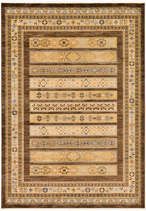 Brown 7' 1 x 10' Fars Rectangle Area Rug 100% Polypropylene Unique Traditional Carpet for Classical Living, Dining Room & Office Spaces for Sale at Rug Engine