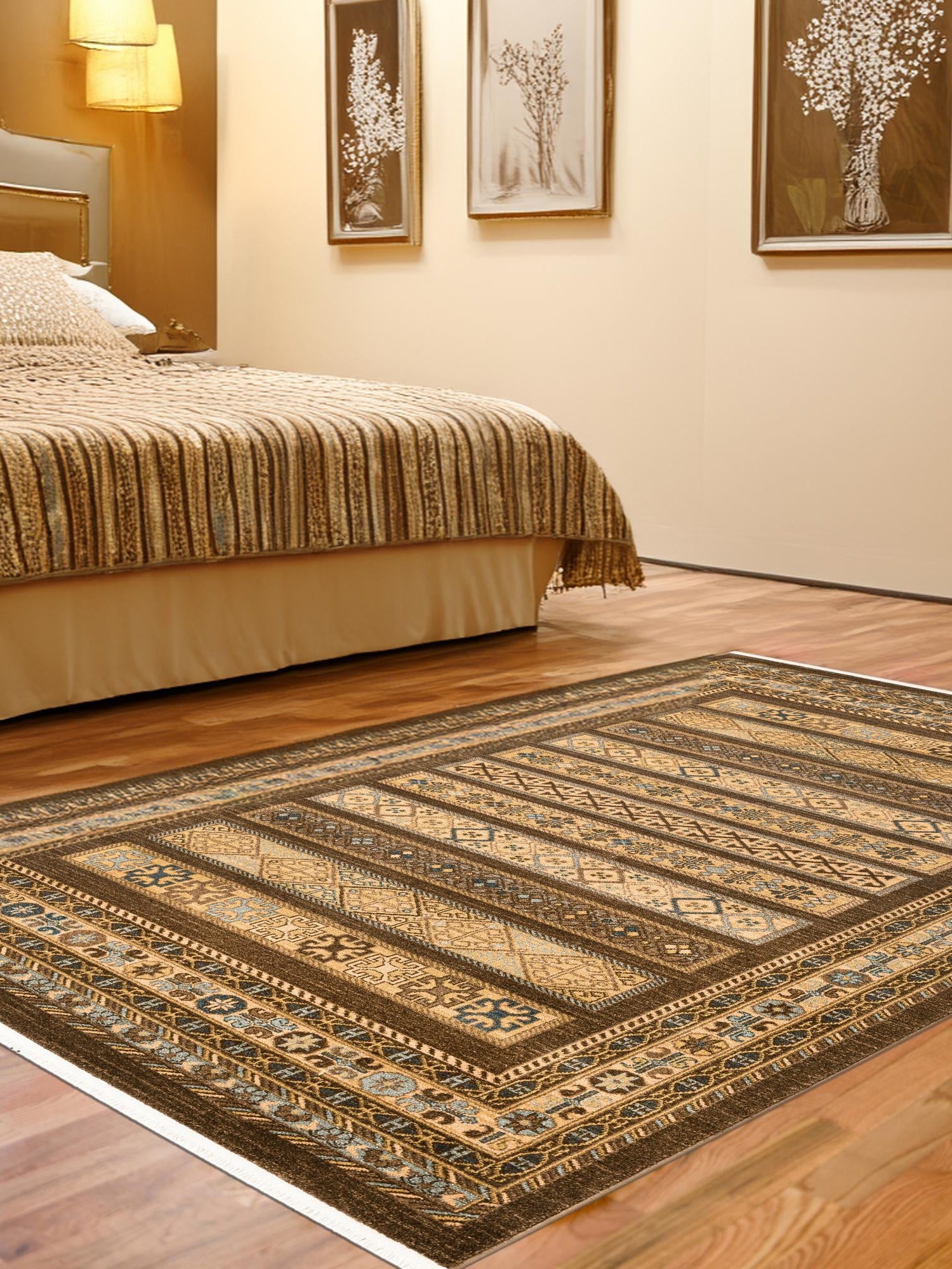 Brown 3' 3 x 5' 3 Fars Rectangle Area Rug 100% Polypropylene Unique Traditional Carpet for Classical Living, Dining Room & Office Spaces for Sale at Rug Engine