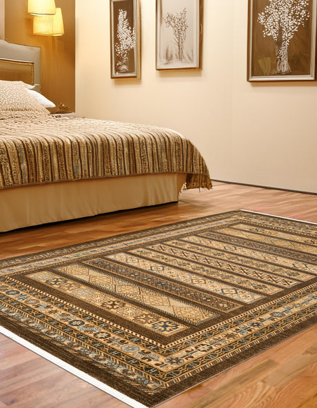 Brown 3' 3 x 5' 3 Fars Rectangle Area Rug 100% Polypropylene Unique Traditional Carpet for Classical Living, Dining Room & Office Spaces for Sale at Rug Engine