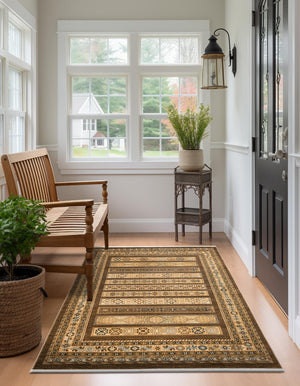 Brown 5' 1 x 8' Fars Rectangle Area Rug 100% Polypropylene Unique Traditional Carpet for Classical Living, Dining Room & Office Spaces for Sale at Rug Engine