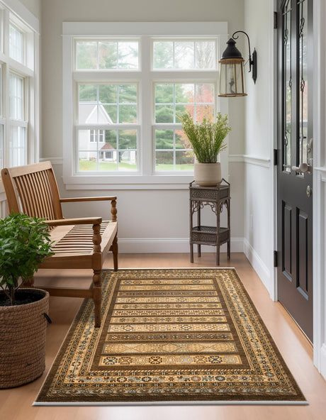 Brown 5' 1 x 8' Fars Rectangle Area Rug 100% Polypropylene Unique Traditional Carpet for Classical Living, Dining Room & Office Spaces for Sale at Rug Engine