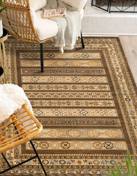 Brown 7' 1 x 10' Fars Rectangle Area Rug 100% Polypropylene Unique Traditional Carpet for Classical Living, Dining Room & Office Spaces for Sale at Rug Engine