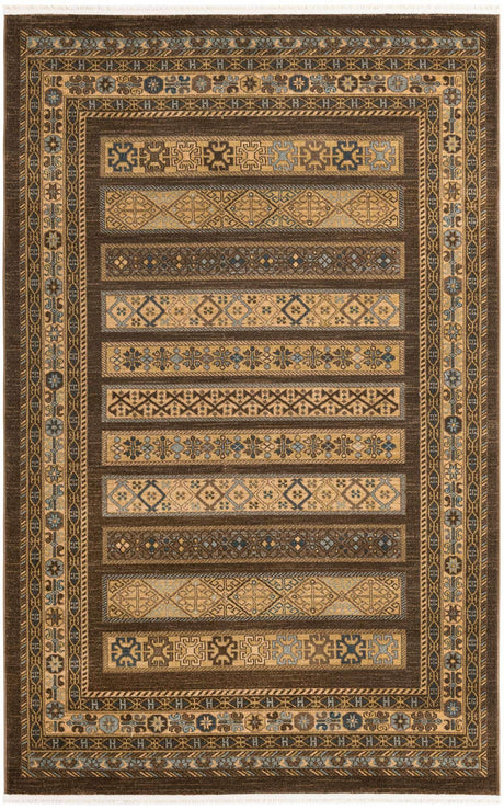 Brown 5' 1 x 8' Fars Rectangle Area Rug 100% Polypropylene Unique Traditional Carpet for Classical Living, Dining Room & Office Spaces for Sale at Rug Engine
