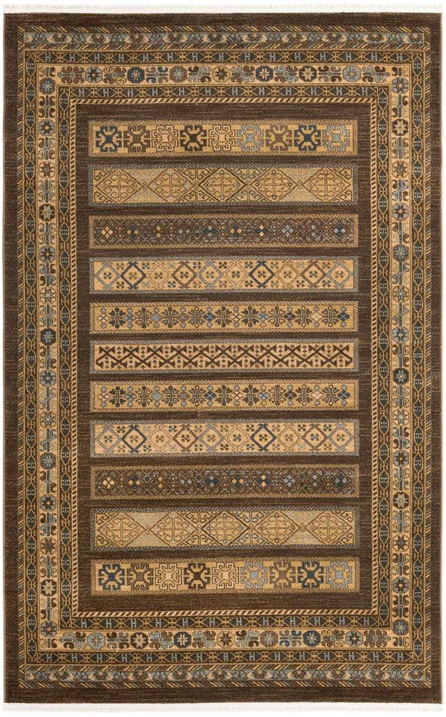 Brown 5' 1 x 8' Fars Rectangle Area Rug 100% Polypropylene Unique Traditional Carpet for Classical Living, Dining Room & Office Spaces for Sale at Rug Engine