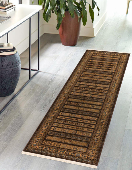 Brown 2' 7 x 10' Fars Runner Area Rug 100% Polypropylene Unique Traditional Carpet for Classical Living, Dining Room & Office Spaces for Sale at Rug Engine