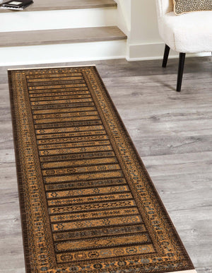 Brown 2' 7 x 10' Fars Runner Area Rug 100% Polypropylene Unique Traditional Carpet for Classical Living, Dining Room & Office Spaces for Sale at Rug Engine