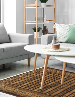 Brown 2' 7 x 10' Fars Runner Area Rug 100% Polypropylene Unique Traditional Carpet for Classical Living, Dining Room & Office Spaces for Sale at Rug Engine