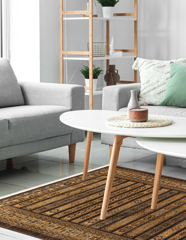 Brown 2' 7 x 10' Fars Runner Area Rug 100% Polypropylene Unique Traditional Carpet for Classical Living, Dining Room & Office Spaces for Sale at Rug Engine