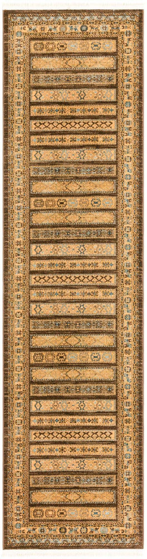 Brown 2' 7 x 10' Fars Runner Area Rug 100% Polypropylene Unique Traditional Carpet for Classical Living, Dining Room & Office Spaces for Sale at Rug Engine