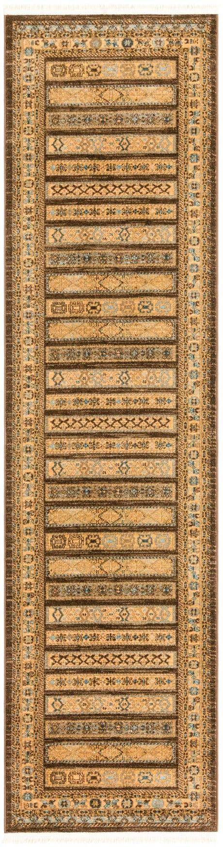 Brown 2' 7 x 10' Fars Runner Area Rug 100% Polypropylene Unique Traditional Carpet for Classical Living, Dining Room & Office Spaces for Sale at Rug Engine