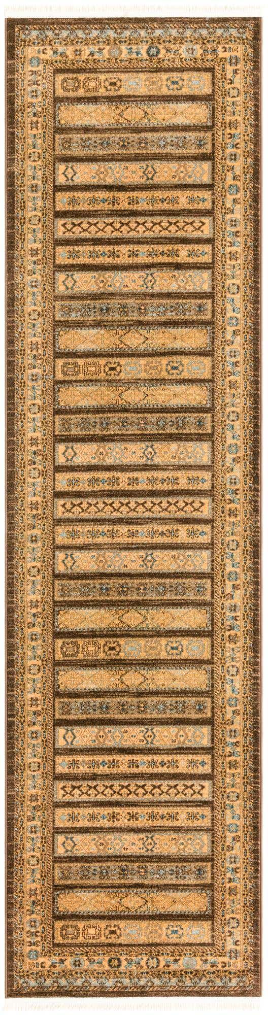 Brown 2' 7 x 10' Fars Runner Area Rug 100% Polypropylene Unique Traditional Carpet for Classical Living, Dining Room & Office Spaces for Sale at Rug Engine