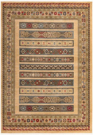 Tan 8' x 11' Fars Rectangle Area Rug 100% Polypropylene Unique Traditional Carpet for Classical Living, Dining Room & Office Spaces for Sale at Rug Engine