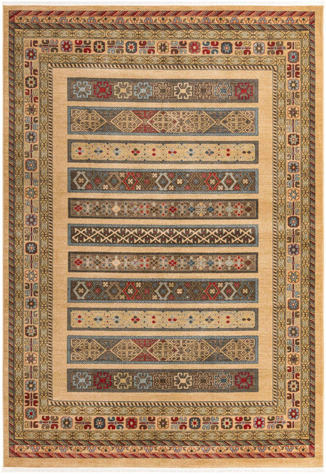 Tan 8' x 11' Fars Rectangle Area Rug 100% Polypropylene Unique Traditional Carpet for Classical Living, Dining Room & Office Spaces for Sale at Rug Engine