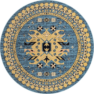 Light Blue 7' 10 x 7' 10 Taftan Round Area Rug
