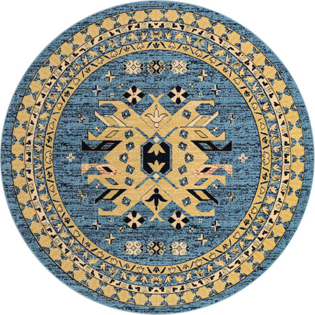 Light Blue 7' 10 x 7' 10 Taftan Round Area Rug