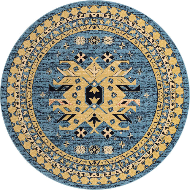Light Blue 7' 10 x 7' 10 Taftan Round Area Rug