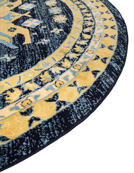 Navy Blue 7' 10 x 7' 10 Taftan Round Area Rug Durable 100% Polypropylene Classic Traditional Design Easy Clean Carpet for Home Interiors for Sale at Rug Engine