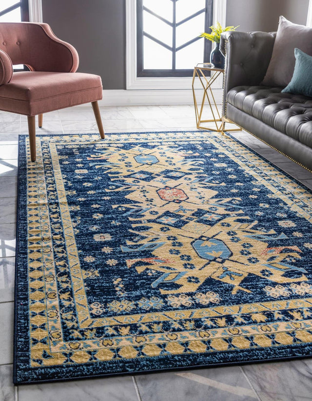 Navy Blue 6' 1 x 9' Taftan Rectangle Rug