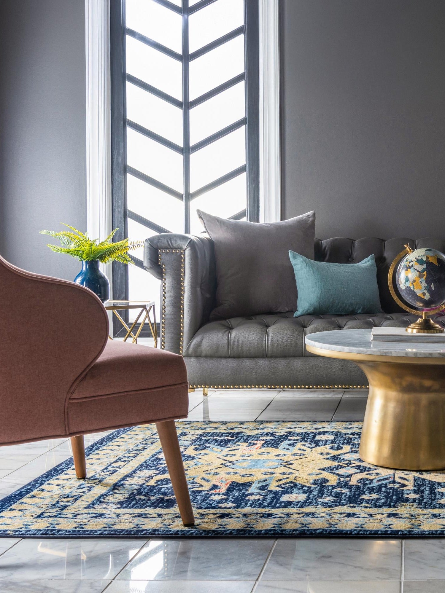 Navy Blue 2' x 3' 1 Taftan Rectangle Area Rug