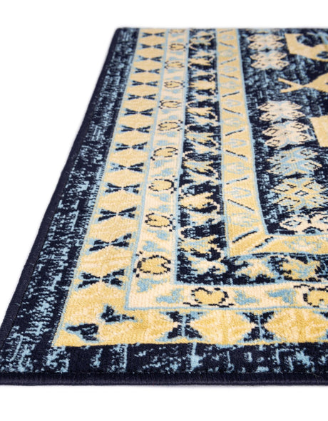 Navy Blue 5' 3 x 8' Taftan Rectangle Area Rug Durable 100% Polypropylene Classic Traditional Design Easy Clean Carpet for Home Interiors for Sale at Rug Engine