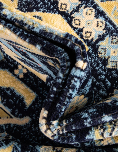 Navy Blue 4' 1 x 6' 1 Taftan Rectangle Area Rug Durable 100% Polypropylene Classic Traditional Design Easy Clean Carpet for Home Interiors for Sale at Rug Engine