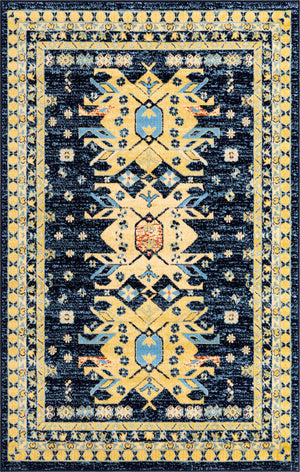 Navy Blue 5' 3 x 8' Taftan Rectangle Area Rug