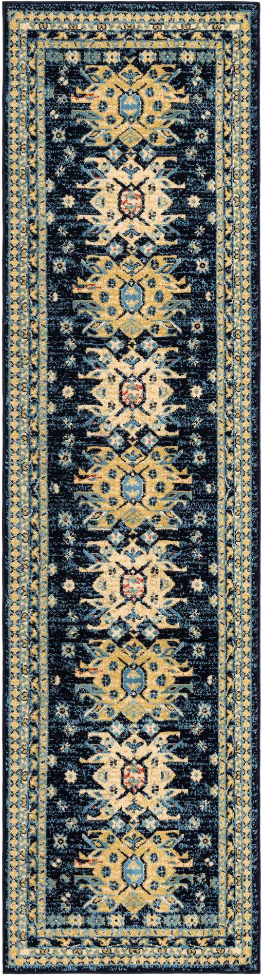 Navy Blue 2' 7 x 10' Taftan Runner Area Rug