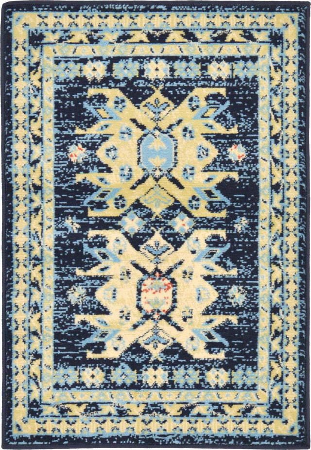 Navy Blue 2' x 3' 1 Taftan Rectangle Area Rug