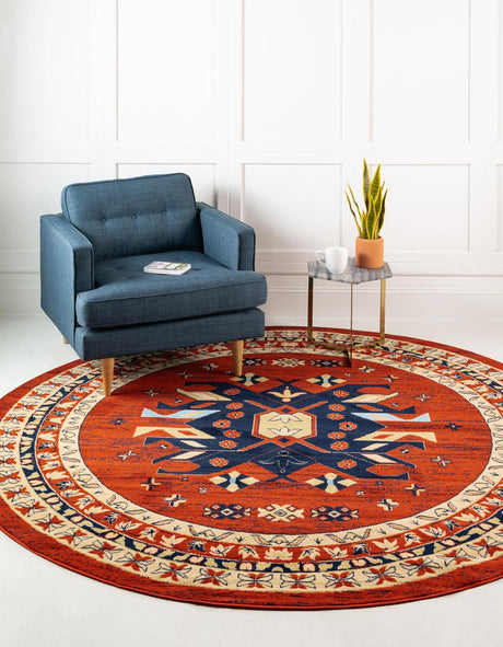 Terracotta 7' 10 x 7' 10 Taftan Round Area Rug